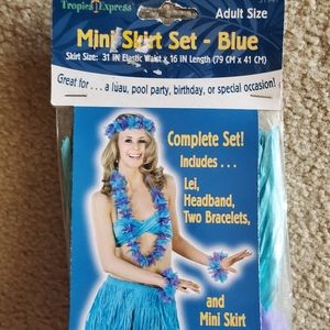 Hawaiian mini skirt set in blue. Costume, party